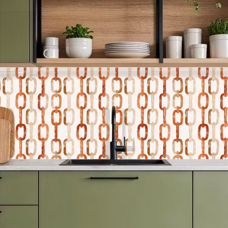 Schakels - Patroon - Aquarel - Terracotta keuken achterwand 2 middel 871 -sfeer3
