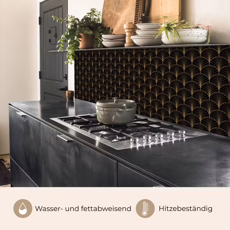 Gouden - Waaiers - Zwart keuken achterwand 2 middel 871 -usp_DE