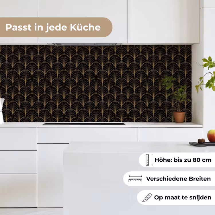 Gouden - Waaiers - Zwart keuken achterwand 2 middel 871 -sfeer4_DE