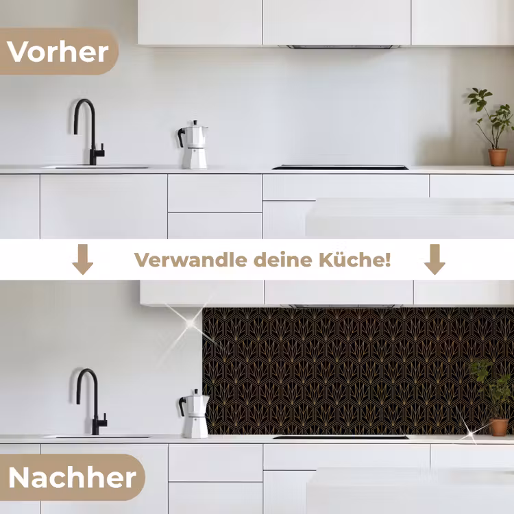 Goud - Zwart - Lijnen keuken achterwand 2 middel 871 -voor-na_DE