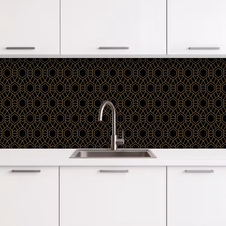 Goud - Zwart - Rozetstructuur keuken achterwand 2 middel 871 -3d