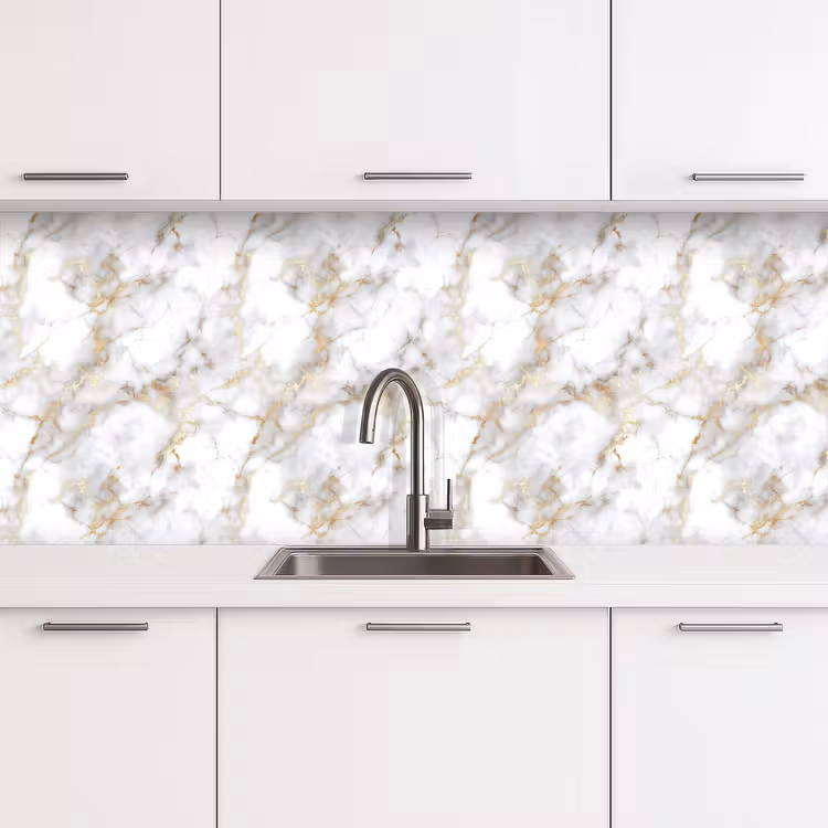 Gouden aders - Marmer - Wit keuken achterwand 2 middel 871 -3d