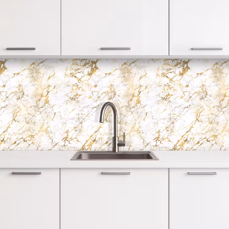 Goudspatten - Wit - Marmer keuken achterwand 2 middel 871 -3d