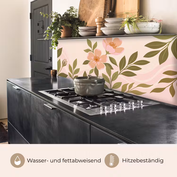 Grafisch - Bloemen - Roze keuken achterwand 2 middel -usp_DE