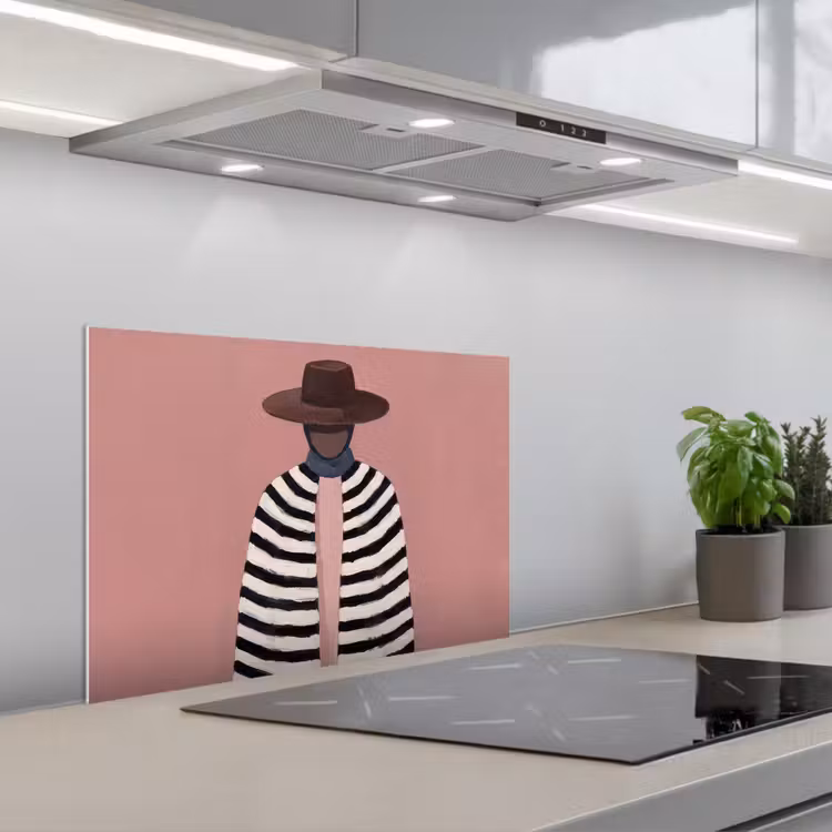 Grafisch - Vrouw - Roze keuken achterwand spatscherm klein -3d_schuin