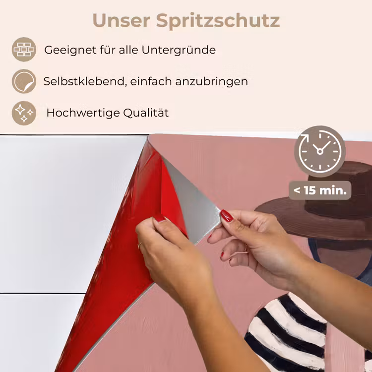 Grafisch - Vrouw - Roze keuken achterwand spatscherm klein -spatscherm_DE
