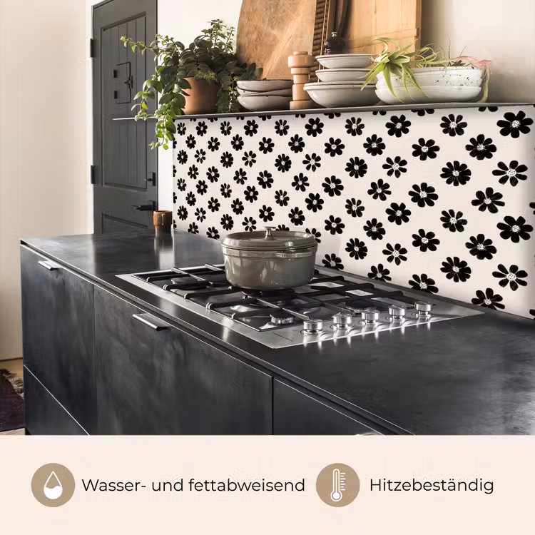 Grafisch - Madeliefjes - Zwart - Beige keuken achterwand 2 middel 871 -usp_DE