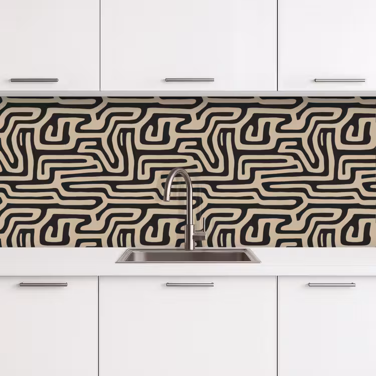 Grafisch - Lijnen - Zwart keuken achterwand 2 middel 871 -3d