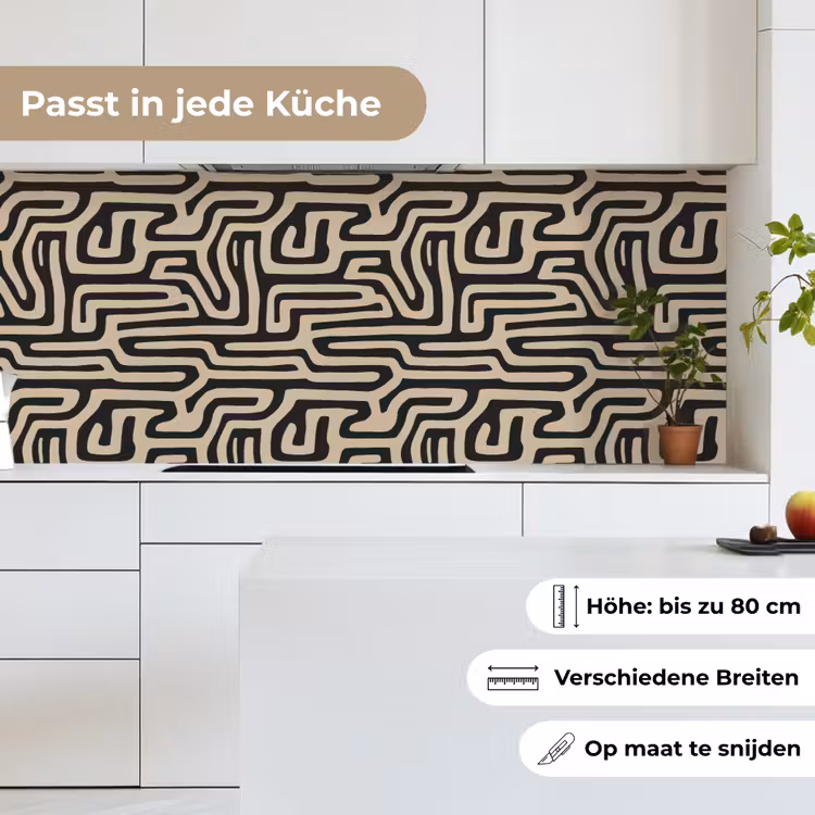 Grafisch - Lijnen - Zwart keuken achterwand 2 middel 871 -sfeer4_DE