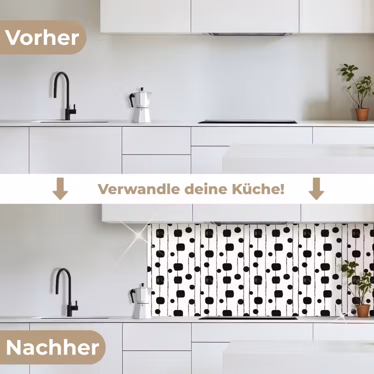 Grafisch - Modern - Zwart keuken achterwand 2 middel 871 -voor-na_DE