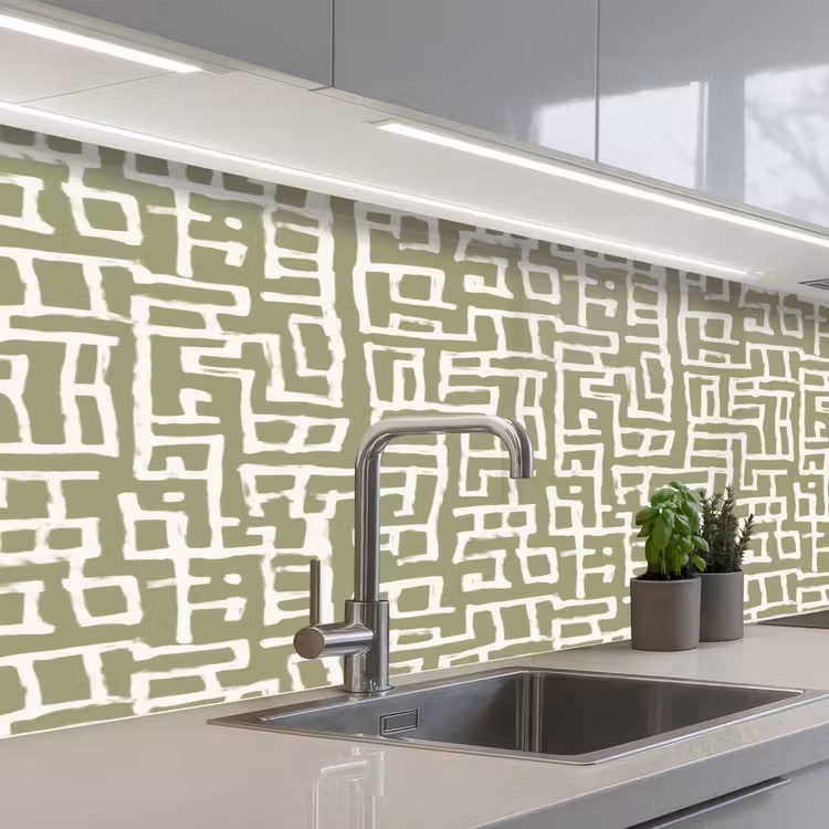 Grafisch - Patroon - Groen keuken achterwand 2 middel 871 -3d_schuin