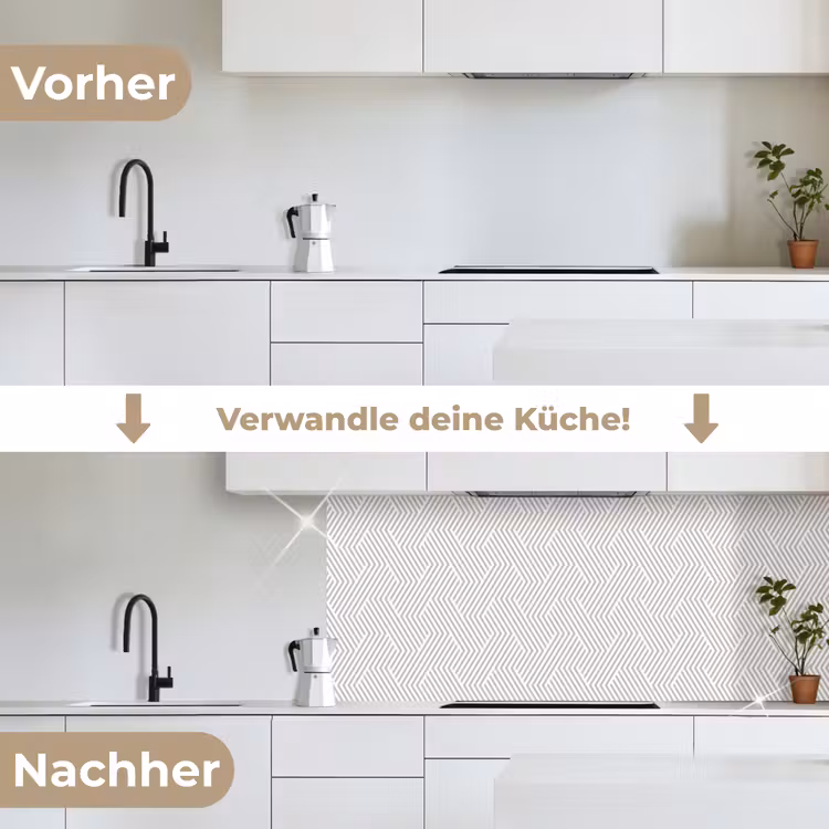 Grafisch - Patroon - Modern - Schuin keuken achterwand 2 middel 871 -voor-na_DE