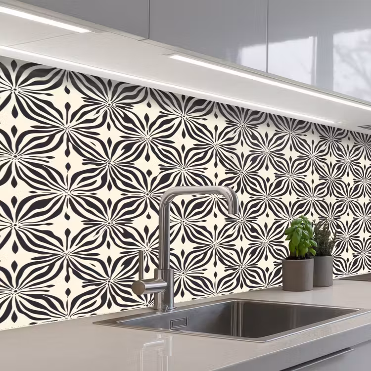 Grafisch - Patroon - Zwart keuken achterwand 2 middel 871 -3d_schuin