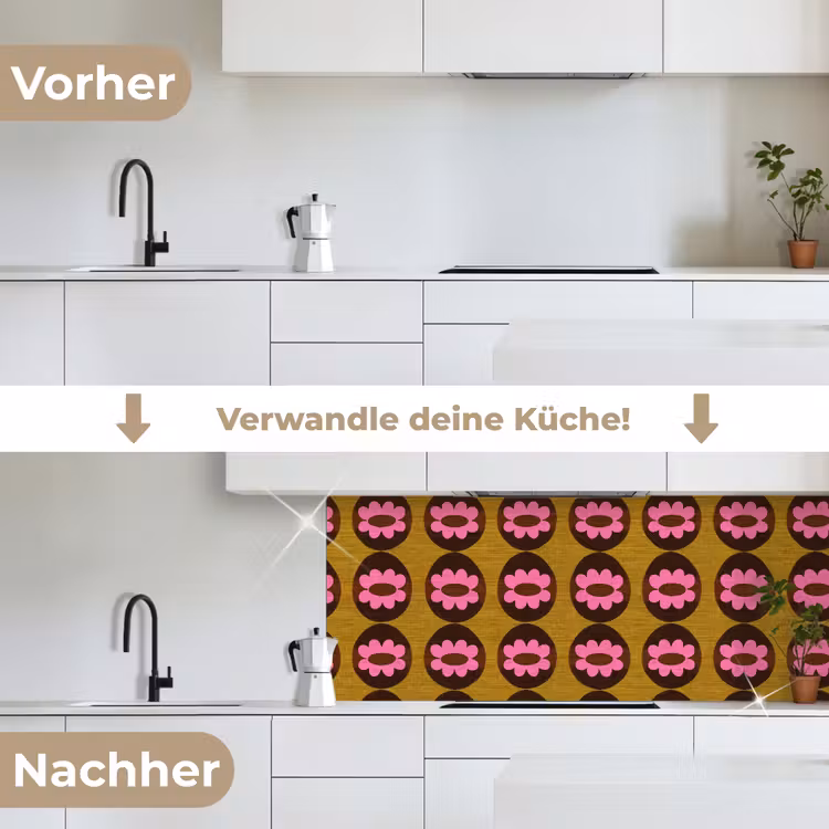 Grafisch - Patroon - Kleurrijk keuken achterwand 2 middel 871 -voor-na_DE