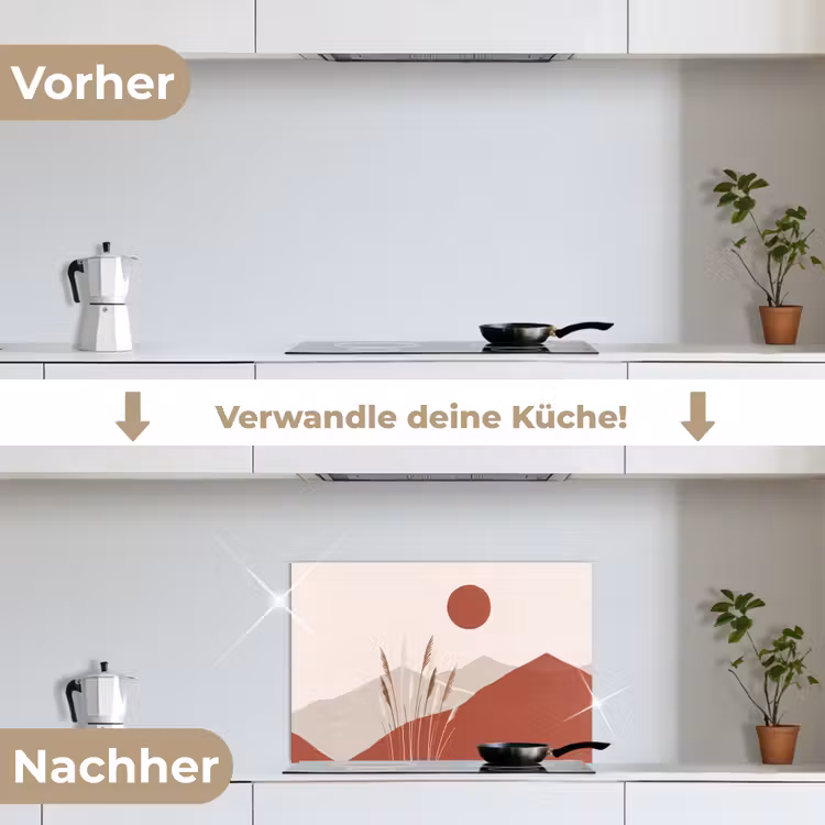 Gras - Landschap - Natuur - Abstract - Beige keuken achterwand spatscherm klein -voor_na_DE