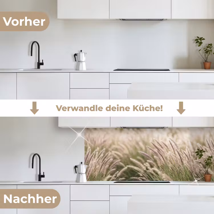 Gras - Close up - Groen keuken achterwand 2 middel -voor-na_DE