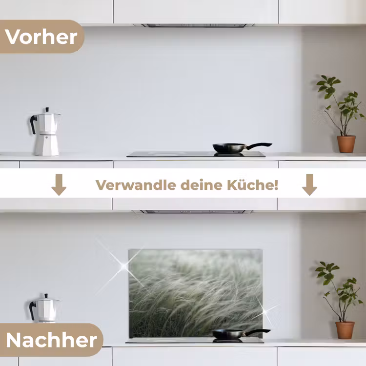 Gras - Wazig - Natuur - Groen - Zacht keuken achterwand spatscherm klein -voor_na_DE