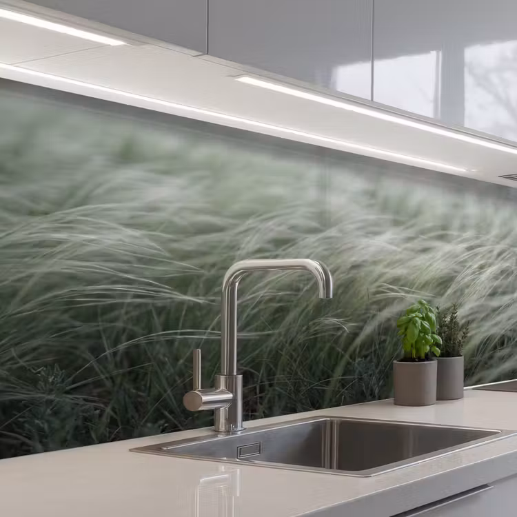 Gras - Wazig - Natuur - Groen - Zacht keuken achterwand 2 middel -3d_schuin