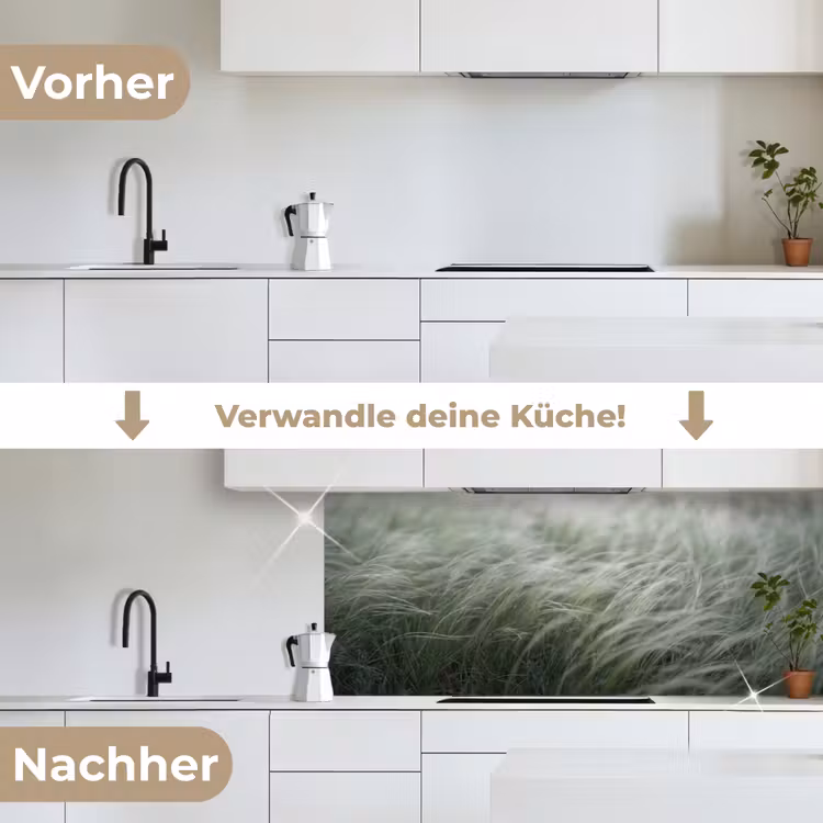 Gras - Wazig - Natuur - Groen - Zacht keuken achterwand 2 middel -voor-na_DE