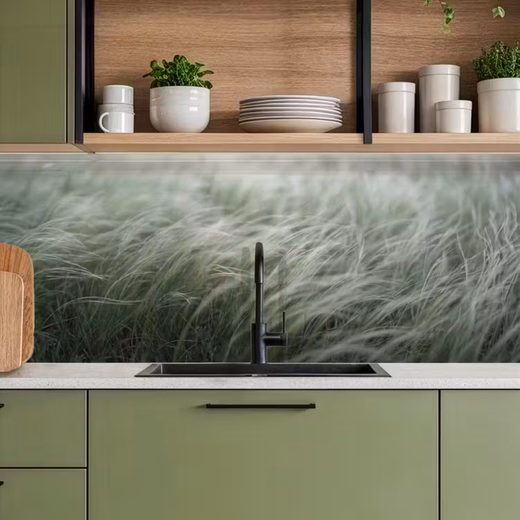 Gras - Wazig - Natuur - Groen - Zacht keuken achterwand 2 middel -sfeer3