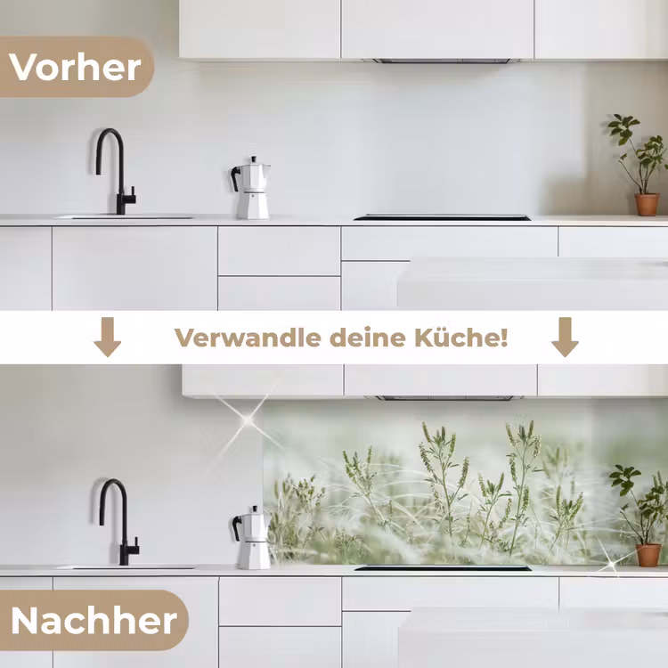 Grassen - Minimalistisch - Groen keuken achterwand 2 middel -voor-na_DE