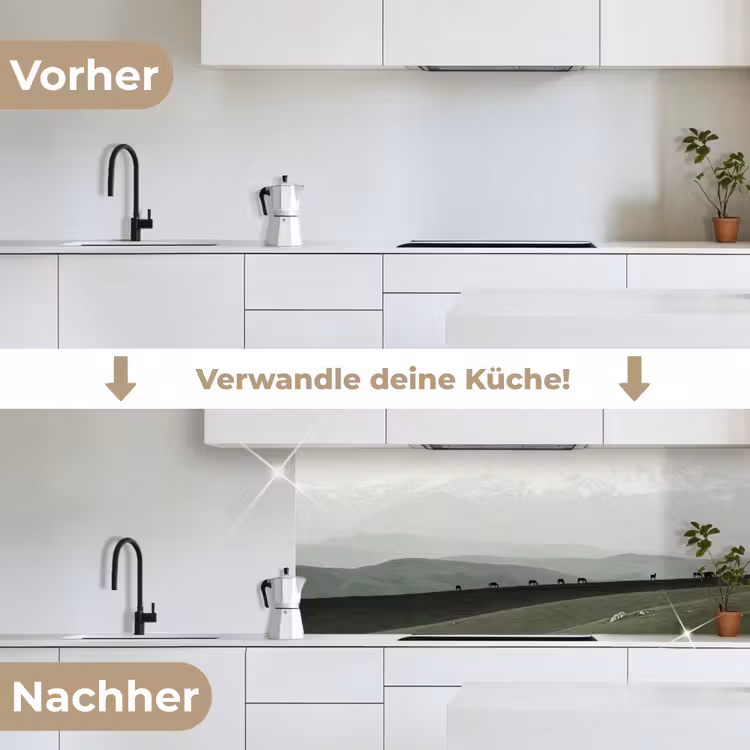 Grijs - Berg - Paarden keuken achterwand 2 middel -voor-na_DE