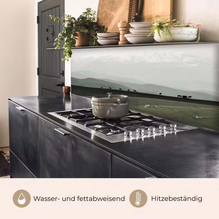 Grijs - Berg - Paarden keuken achterwand 2 middel -usp_DE