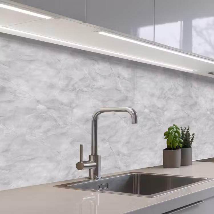 Grijs - Marmer - Mat keuken achterwand 2 middel 871 -3d_schuin