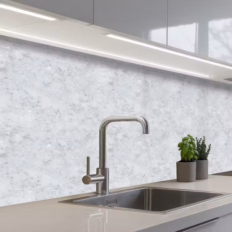 Grijs - Terrazzo-effect - Beton keuken achterwand 2 middel 871 -3d_schuin