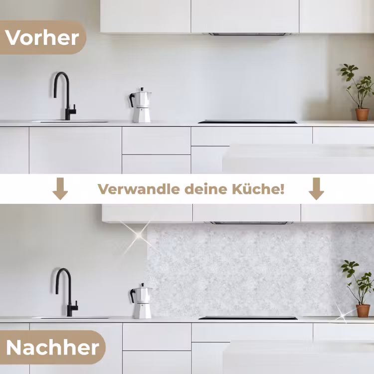 Grijs - Terrazzo-effect - Beton keuken achterwand 2 middel 871 -voor-na_DE