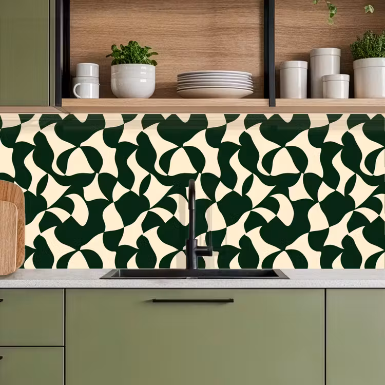 Groen - Organische vlakken - Crème keuken achterwand 2 middel 871 -sfeer3