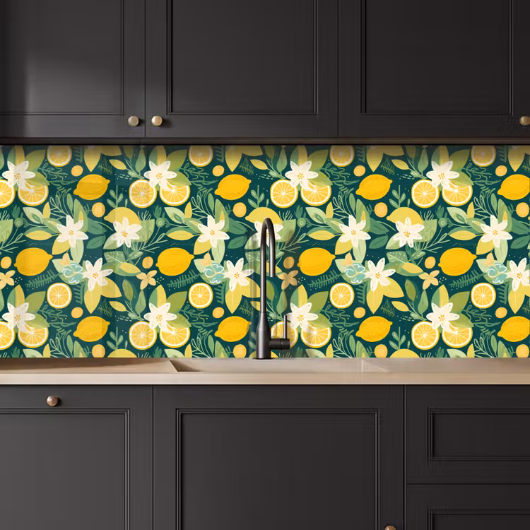 Groen - Bloemen - Citroenpartjes keuken achterwand 2 middel 871 -sfeer1