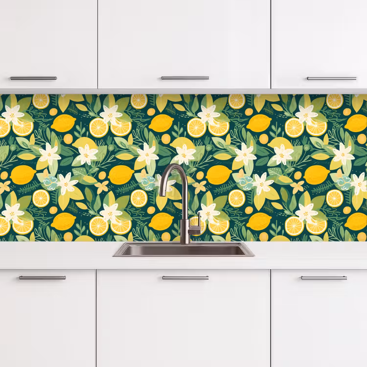 Groen - Bloemen - Citroenpartjes keuken achterwand 2 middel 871 -3d