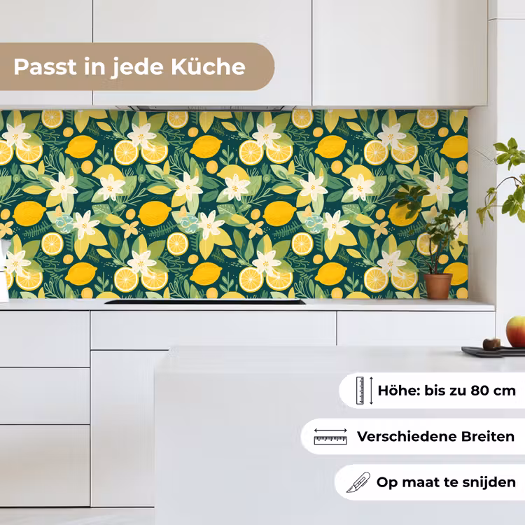 Groen - Bloemen - Citroenpartjes keuken achterwand 2 middel 871 -sfeer4_DE