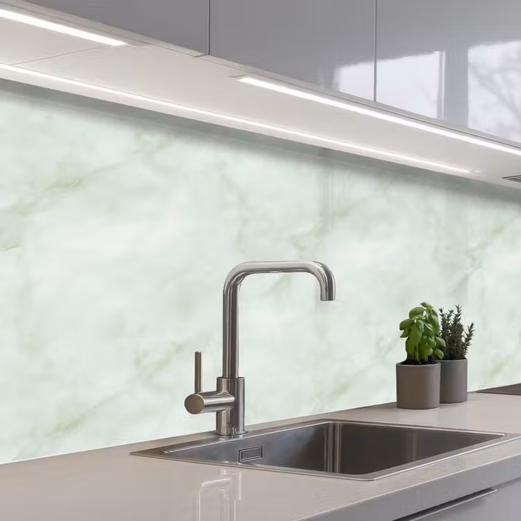 Groen - Marmer - Vloeiende aders keuken achterwand 2 middel 871 -3d_schuin
