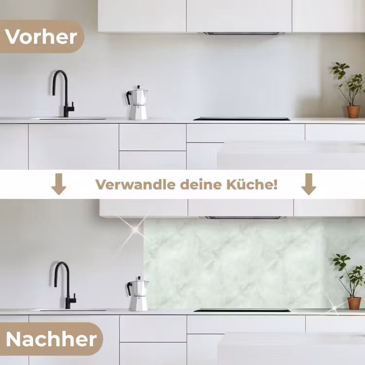 Groen - Marmer - Vloeiende aders keuken achterwand 2 middel 871 -voor-na_DE