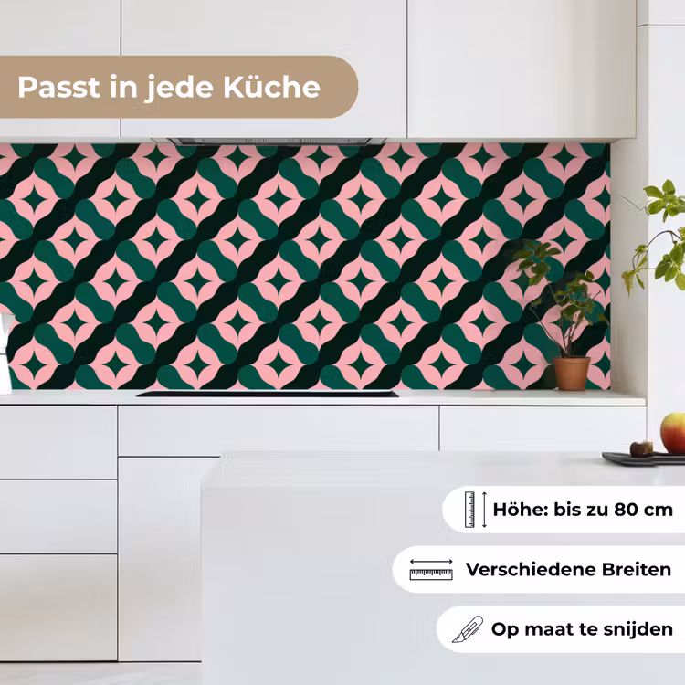 Groen - Roze - Retro - Sterren keuken achterwand 2 middel 871 -sfeer4_DE