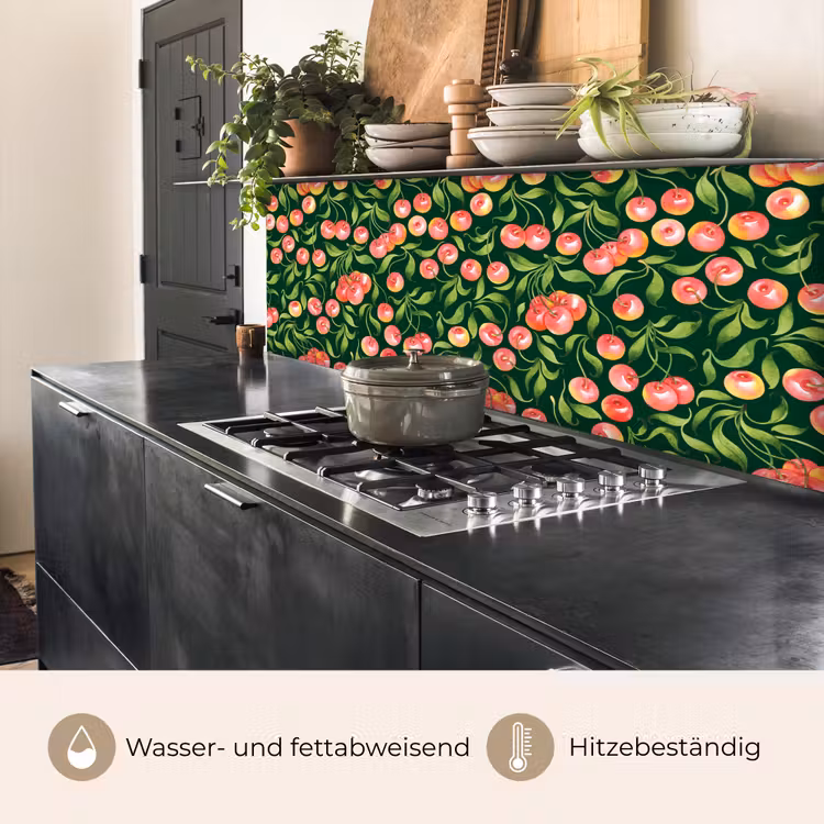 Groen - Rood - Kersen - Bladeren keuken achterwand 2 middel 871 -usp_DE