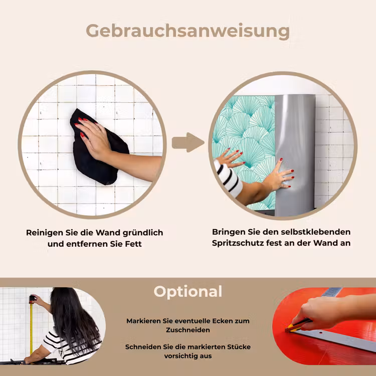 Groen - Wit - Ginko - Getekend - Textuur keuken achterwand spatscherm klein 900 -gebruiksaanwijzing_DE