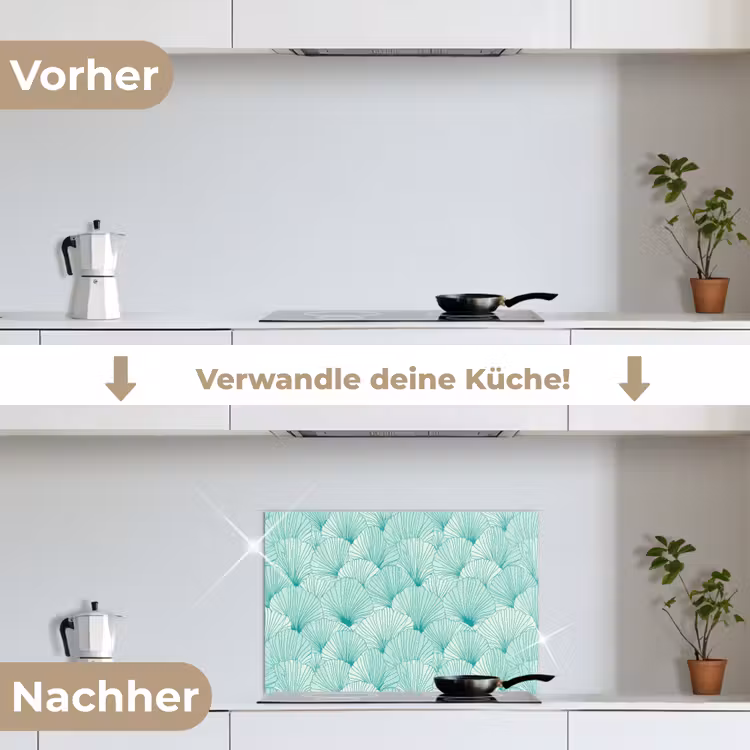 Groen - Wit - Ginko - Getekend - Textuur keuken achterwand spatscherm klein 900 -voor_na_DE