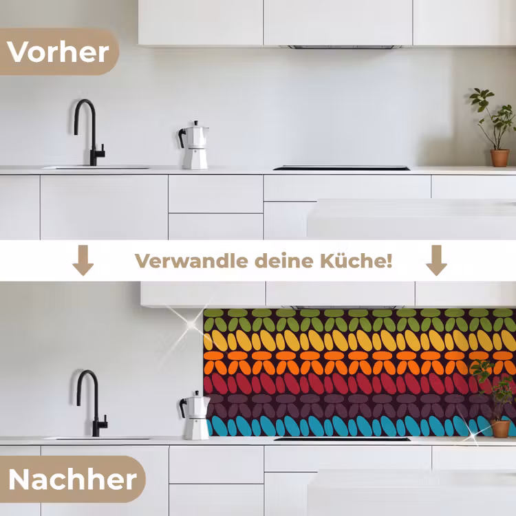 Haakpatronen - Retro - Regenboog keuken achterwand 2 middel 871 -voor-na_DE