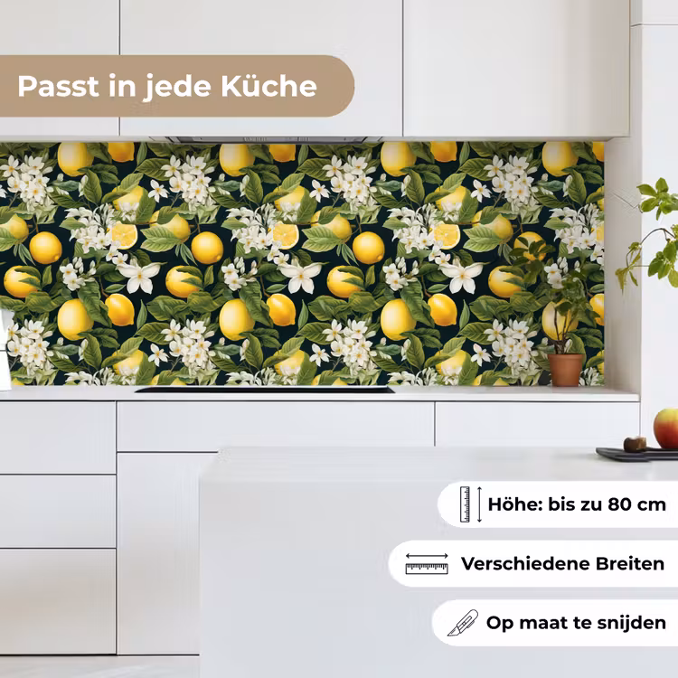 Hangende - Citroenen - Witte - Bloemetjes keuken achterwand 2 middel 871 -sfeer4_DE