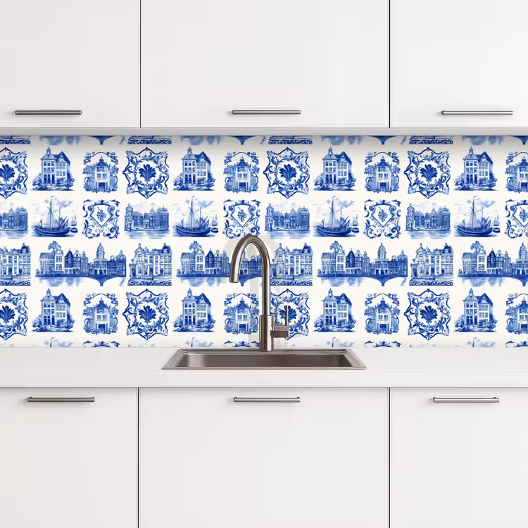 Huizen - Schepen - Blauw keuken achterwand 2 middel 871 -3d