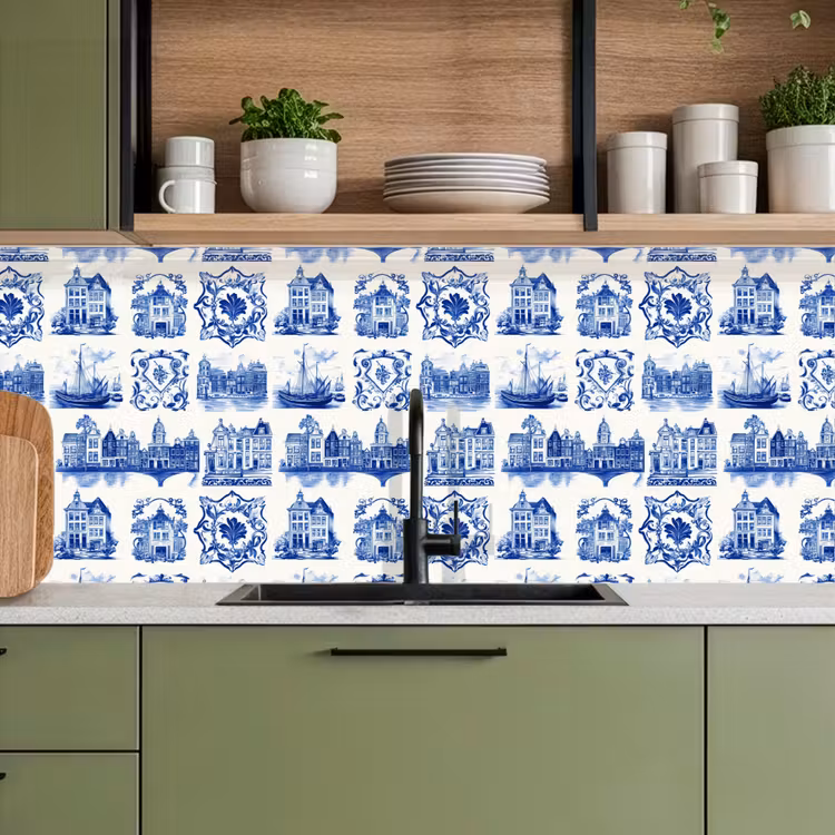 Huizen - Schepen - Blauw keuken achterwand 2 middel 871 -sfeer3
