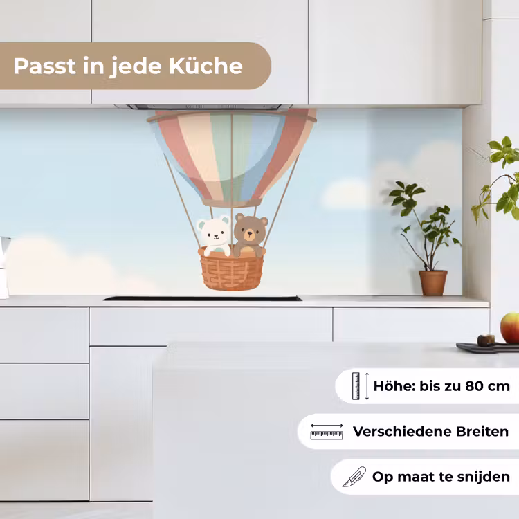 Luchtballon - Beren - Pastel keuken achterwand 2 middel -sfeer4_DE
