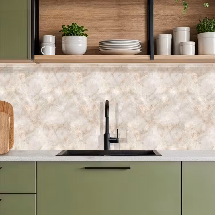Lichtbeige - Goudbruine Nerven - Marmer keuken achterwand 2 middel 871 -sfeer3
