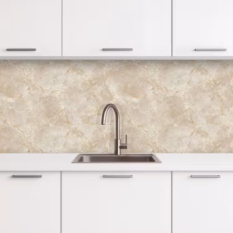 Lichtbeige - Marmer - Aders keuken achterwand 2 middel 871 -3d