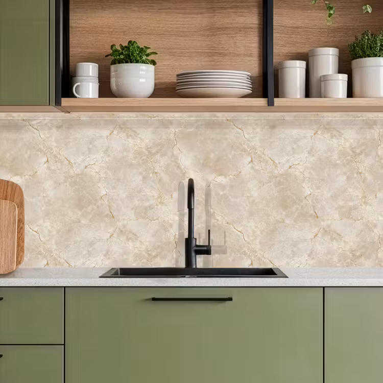 Lichtbeige - Marmer - Aders keuken achterwand 2 middel 871 -sfeer3