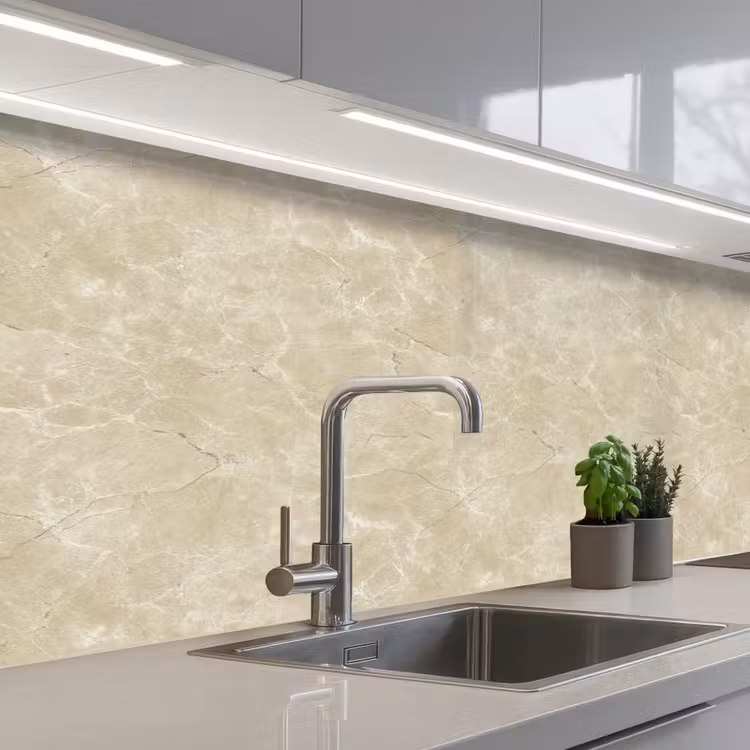 Lichtbeige - Marmer - Diffusie adering keuken achterwand 2 middel 871 -3d_schuin