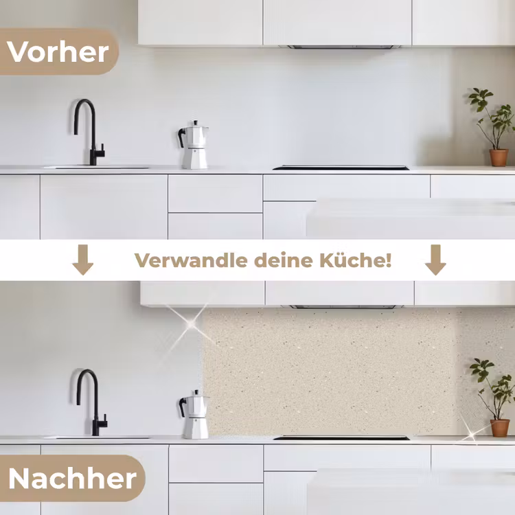 Lichtbeige - Terrazzo - Grijs keuken achterwand 2 middel 871 -voor-na_DE